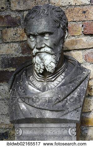 Bust, Michelangelo Bounarroti, 1475 - 1564, Italian painter, sculptor, architect and poet, Powerscourt Estate, Wicklow Mountains, Enniskerry, County Wicklow, Ireland, Europe View Large Photo Image Stock Photo - Bust, Michelangelo Bounarroti, 1475 - 1564, Italian painter, sculptor, architect and poet, Powerscourt Estate, Wicklow Mountains, Enniskerry, County Wicklow, Ireland, Europe. Fotosearch