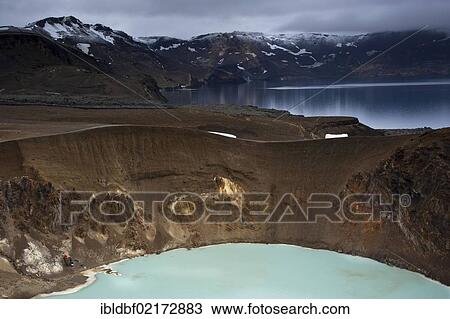 Caldera of Askja Volcano with the crater lake of Víti at the front and the crater lake of Oeskjuvatn at the rear, Highlands, Iceland, Europe View Large Photo Image Stock Image - Caldera of Askja Volcano with the crater lake of Víti at the front and the crater lake of Oeskjuvatn at the rear, Highlands, Iceland, Europe. Fotosearch