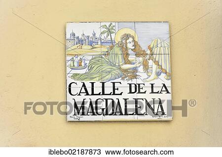 Calle de la Magdalena, street sign made of tiles, Madrid, Spain, Europe View Large Photo Image Stock Image - Calle de la Magdalena, street sign made of tiles, Madrid, Spain, Europe. Fotosearch