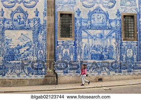 Picture - Capela Das Almas, outside wall covered with azulejos, Porto, Unesco World Heritage Site, Portugal, Europe. Fotosearch