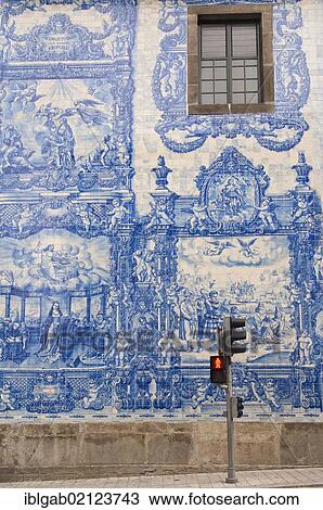 Stock Image - Capela Das Almas, outside wall covered with azulejos, Porto, Unesco World Heritage Site, Portugal, Europe. Fotosearch