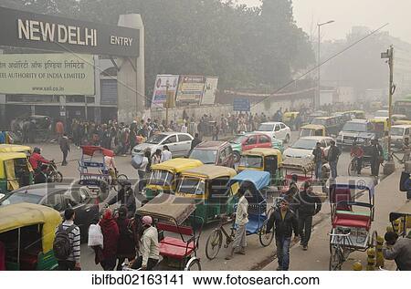 Chaotic street scene in front of New Delhi Railway Station, New Delhi, India, Asia View Large Photo Image Stock Image - Chaotic street scene in front of New Delhi Railway Station, New Delhi, India, Asia. Fotosearch