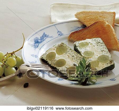 Stock Photograph - Cheese terrine with grapes, cold starter, Australia, Oceania. Fotosearch