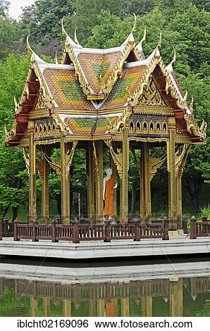 Stock Photograph - Chinese Pavilion in Westpark, Munich, Bavaria, Germany, Europe. Fotosearch