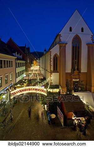 Stock Image - Christmas market, Freiburg im Breisgau, Baden-Wuerttemberg, Germany, Europe. Fotosearch