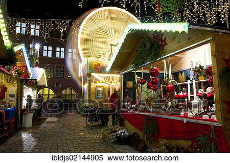 Stock Photography - Christmas market, Freiburg im Breisgau, Baden-Wuerttemberg, Germany, Europe. Fotosearch