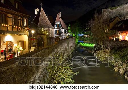 Christmassy winter night in Kaysersberg, Alsace, France, Europe View Large Photo Image Stock Photograph - Christmassy winter night in Kaysersberg, Alsace, France, Europe. Fotosearch