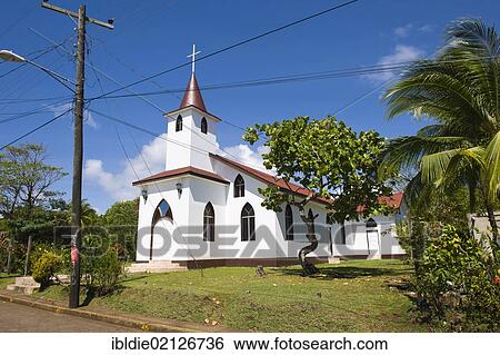 Stock Photograph - Church, Big Corn Island, Caribbean Sea, Nicaragua, Central America, North America. Fotosearch