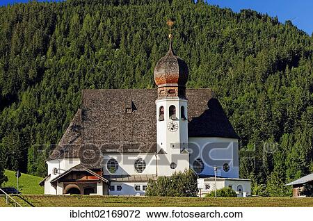 Stock Image - Church in Oberau near Berchtesgaden, Berchtesgadener Land, Bavaria, Germany, Europe, PublicGround, Europe. Fotosearch