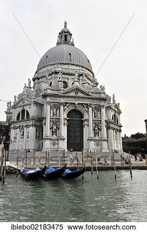 Stock Photography - Church of Santa Maria della Salute and gondolas on the Grand Canal, Venice, Italy, Europe. Fotosearch