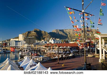 Colourful flags, boats, outdoor cafes, Table Mountain, Victoria & Alfred Waterfront, Cape Town, Western Cape, South Africa, Africa View Large Photo Image Stock Image - Colourful flags, boats, outdoor cafes, Table Mountain, Victoria & Alfred Waterfront, Cape Town, Western Cape, South Africa, Africa. Fotosearch