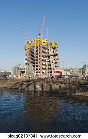 Stock Image - Construction of the European Central Bank, ECB, on the grounds of the former wholesale market hall, Frankfurt am Main, Hesse, Germany, Europe. Fotosearch