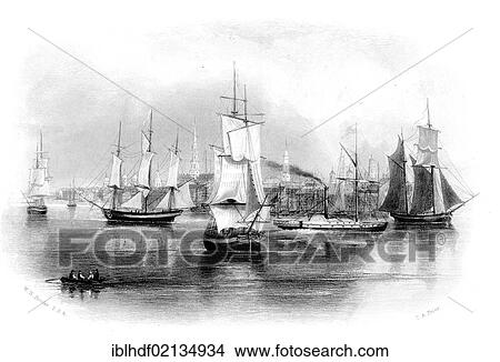 Copper engraving from the 19th Century, ships off Charleston, capital of South Carolina, USA, North America View Large Photo Image Picture - Copper engraving from the 19th Century, ships off Charleston, capital of South Carolina, USA, North America. Fotosearch