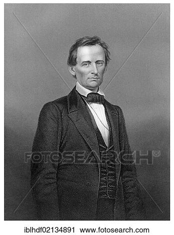 Stock Image - Copper engraving from the 19th Century, portrait of Abraham Lincoln, 1809-1865, President of the United States of America from 1861 to 1865. Fotosearch