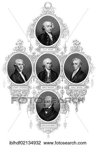 Copper engraving from the 19th Century, portaits of the presidents of the United States of America, 1797-1829, John Adams, Thomas Jefferson, James Madison, James Monroe, John Quincy-Adams View Large Photo Image Stock Image - Copper engraving from the 19th Century, portaits of the presidents of the United States of America, 1797-1829, John Adams, Thomas Jefferson, James Madison, James Monroe, John Quincy-Adams. Fotosearch