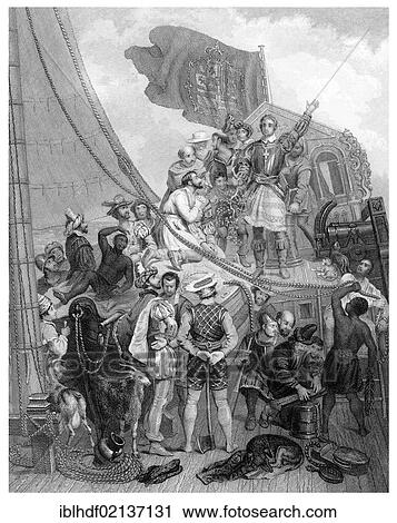 Copper engraving from the 19th Century, The Discovery of America in 1492 by the Genoese navigator Christopher Columbus, 1451-1506 View Large Photo Image Stock Image - Copper engraving from the 19th Century, The Discovery of America in 1492 by the Genoese navigator Christopher Columbus, 1451-1506. Fotosearch