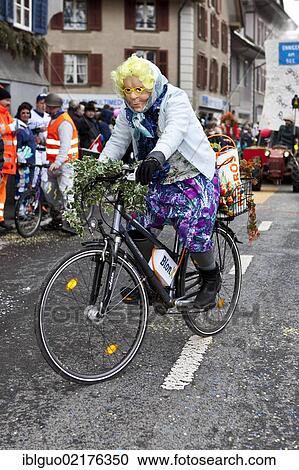 old lady riding bike