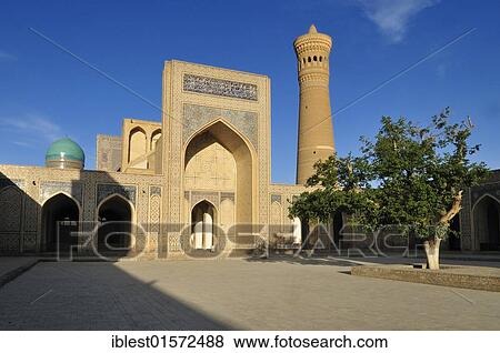 Stock Photo - Courtyard of Kalan, Kalyan, Kalon Mosque, Bukhara, Buchara, Silk Road, Unesco World Heritage Site, Uzbekistan, Central Asia, Asia. Fotosearch