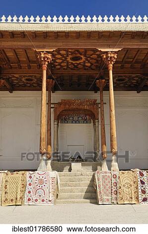 Stock Image - Courtyard, patio in the Ark fortress of Bukhara, Buchara, Silk Road, Unesco World Heritage Site, Uzbekistan, Central Asia, Asia. Fotosearch