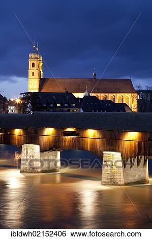 Covered wooden bridge crossing the Rhine River, Fridolin Minster, at dusk, Bad Saeckingen, Waldshut district, Upper Rhine, Black Forest, Baden-Wuerttemberg, Germany, Europe, PublicGround, Europe View Large Photo Image Stock Photograph - Covered wooden bridge crossing the Rhine River, Fridolin Minster, at dusk, Bad Saeckingen, Waldshut district, Upper Rhine, Black Forest, Baden-Wuerttemberg, Germany, Europe, PublicGround, Europe. Fotosearch