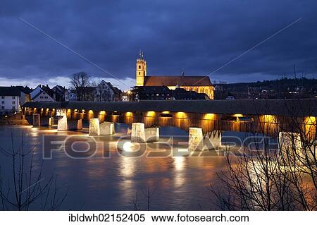 Covered wooden bridge crossing the Rhine River, Fridolin Minster, at dusk, Bad Saeckingen, Waldshut district, Upper Rhine, Black Forest, Baden-Wuerttemberg, Germany, Europe, PublicGround, Europe View Large Photo Image Stock Photography - Covered wooden bridge crossing the Rhine River, Fridolin Minster, at dusk, Bad Saeckingen, Waldshut district, Upper Rhine, Black Forest, Baden-Wuerttemberg, Germany, Europe, PublicGround, Europe. Fotosearch