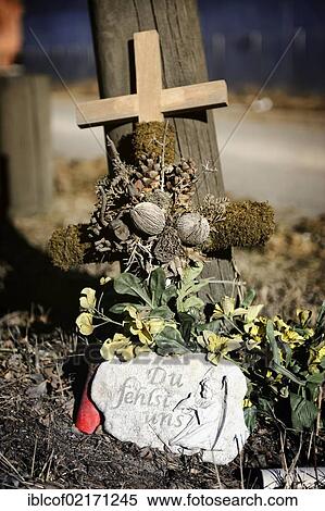 Stock Photography - Cross for a road casualty by the roadside in Hamburg, Germany, Europe. Fotosearch
