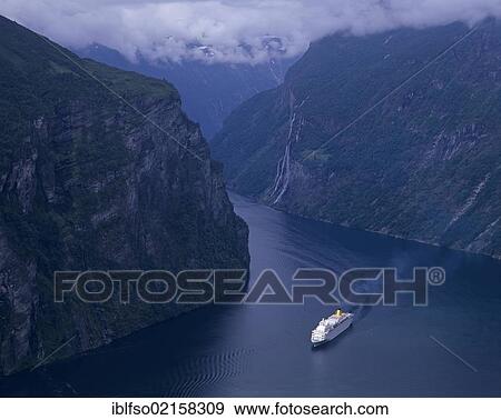Cruise ship in Geirangerfjord, UNESCO World Natural Heritage Site, Møre og Romsdal, Norway, Scandinavia, Europe View Large Photo Image Stock Photo - Cruise ship in Geirangerfjord, UNESCO World Natural Heritage Site, Møre og Romsdal, Norway, Scandinavia, Europe. Fotosearch