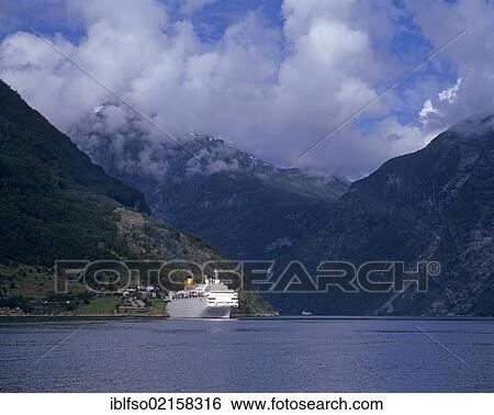 Cruise ship in Geirangerfjord, UNESCO World Natural Heritage Site, Møre og Romsdal, Norway, Scandinavia, Europe View Large Photo Image Stock Photograph - Cruise ship in Geirangerfjord, UNESCO World Natural Heritage Site, Møre og Romsdal, Norway, Scandinavia, Europe. Fotosearch