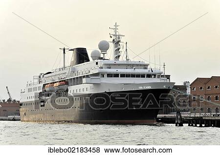 Stock Photo - Cruise ship, Minerva, in the port, built in 1996, 420 passengers, 133m long, Venice, Veneto, Italy, Europe. Fotosearch