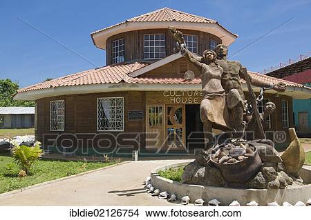 Culture House with a sculpture celebrating the abolishment of slavery, Big Corn Island, Caribbean Sea, Nicaragua, Central America, North America View Large Photo Image Picture - Culture House with a sculpture celebrating the abolishment of slavery, Big Corn Island, Caribbean Sea, Nicaragua, Central America, North America. Fotosearch