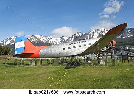 DC-3 plane Cabo de Hornos, one of the first Argentinean planes to fly to Antarctica in the sixties, Ushuaia, Fireland, Patagonia, Argentina, South America View Large Photo Image Stock Image - DC-3 plane Cabo de Hornos, one of the first Argentinean planes to fly to Antarctica in the sixties, Ushuaia, Fireland, Patagonia, Argentina, South America. Fotosearch