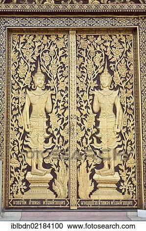 Decorated door at Wat Dok Kham temple, Chiang Mai, Thailand, Asia View Large Photo Image Stock Image - Decorated door at Wat Dok Kham temple, Chiang Mai, Thailand, Asia. Fotosearch