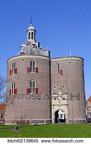 Stock Photography - Defence tower, Dromedaris, Enkhuizen, North Holland, Holland, Netherlands, Europe. Fotosearch