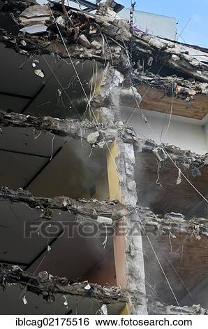 Stock Photograph - Demolition of an office tower in Frankfurt am Main, Hesse, Germany, Europe. Fotosearch