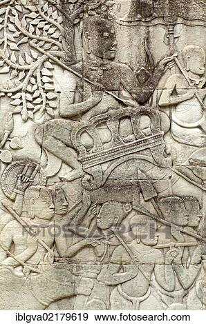 Depiction of scenes of a military parade of the army of Jayavarman VII, the commanders riding on elephants, bas-relief, exterior gallery, Bayon Temple, Angkor Thom, Siem Reap, Cambodia, Southeast Asia, Asia View Large Photo Image Stock Photo - Depiction of scenes of a military parade of the army of Jayavarman VII, the commanders riding on elephants, bas-relief, exterior gallery, Bayon Temple, Angkor Thom, Siem Reap, Cambodia, Southeast Asia, Asia. Fotosearch