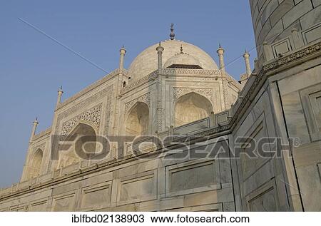 Stock Image - Detail of Taj Mahal, UNESCO World Heritage Site, Agra, Uttar Pradesh, India, Asia. Fotosearch