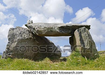 Stock Photo - Dolmen, Famine Cottages, museum, Dingle Peninsula, County Kerry, Ireland, Europe. Fotosearch