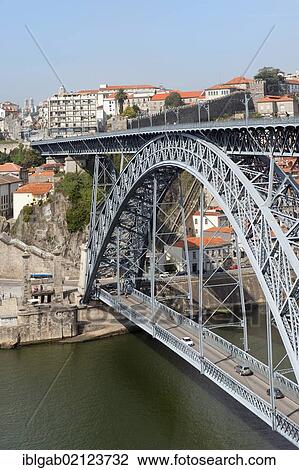 Stock Image - Dom Luis I bridge, Porto, Unesco World Heritage Site, Portugal, Europe. Fotosearch