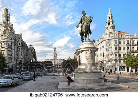 Dom Pedro IV equestrian statue, Aliados avenue, and City Hall, Porto, Unesco World Heritage Site, Portugal, Europe View Large Photo Image Stock Photograph - Dom Pedro IV equestrian statue, Aliados avenue, and City Hall, Porto, Unesco World Heritage Site, Portugal, Europe. Fotosearch