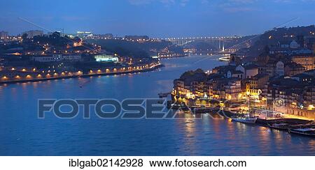 Douro river at dusk, Porto, Unesco World Heritage Site, Portugal, Europe View Large Photo Image Stock Photo - Douro river at dusk, Porto, Unesco World Heritage Site, Portugal, Europe. Fotosearch