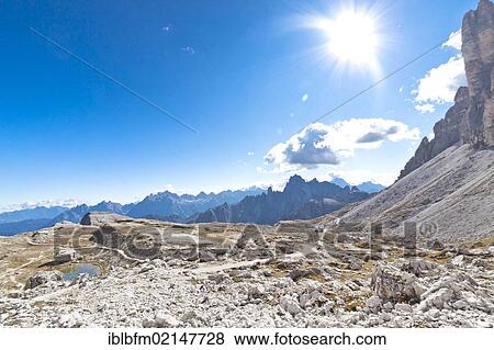 Drei Zinnen Trail, Tre Cime di Lavaredo, Dolomites, Italy, Europe View Large Photo Image Stock Photo - Drei Zinnen Trail, Tre Cime di Lavaredo, Dolomites, Italy, Europe. Fotosearch