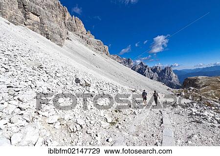 Drei Zinnen Trail, Tre Cime di Lavaredo, Dolomites, Italy, Europe View Large Photo Image Stock Photo - Drei Zinnen Trail, Tre Cime di Lavaredo, Dolomites, Italy, Europe. Fotosearch