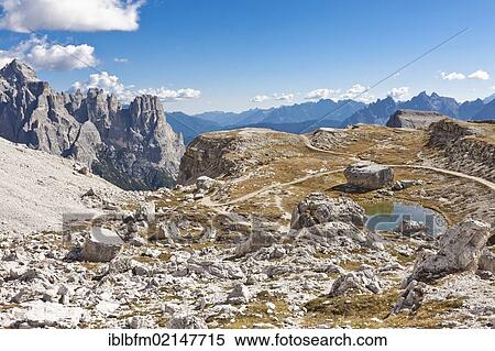 Drei Zinnen Trail, Tre Cime di Lavaredo, Dolomites, Italy, Europe View Large Photo Image Stock Photography - Drei Zinnen Trail, Tre Cime di Lavaredo, Dolomites, Italy, Europe. Fotosearch
