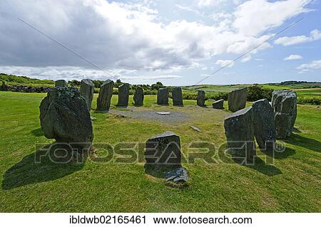 Stock Image - Drombeg Stone Circle, near Glandore, County Cork, Ireland, Europe. Fotosearch