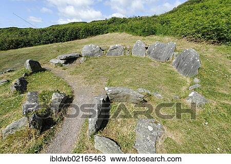 Stock Image - Drombeg Stone Circle, near Glandore, County Cork, Ireland, Europe. Fotosearch