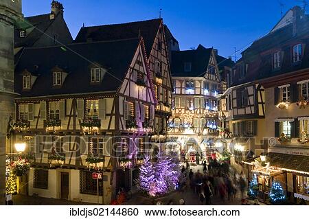 Dusk, Christmassy and wintery Colmar, Alsace, France, Europe View Large Photo Image Stock Image - Dusk, Christmassy and wintery Colmar, Alsace, France, Europe. Fotosearch