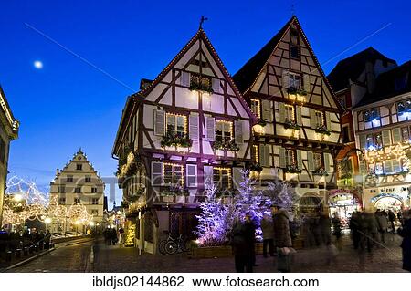 Dusk, Christmassy and wintery Colmar, Alsace, France, Europe View Large Photo Image Stock Image - Dusk, Christmassy and wintery Colmar, Alsace, France, Europe. Fotosearch