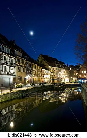 Stock Photography - Dusk, Christmassy and wintery Colmar, Alsace, France, Europe. Fotosearch