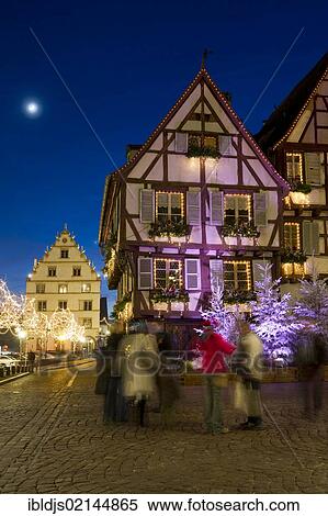 Dusk, Christmassy and wintery Colmar, Alsace, France, Europe View Large Photo Image Stock Photography - Dusk, Christmassy and wintery Colmar, Alsace, France, Europe. Fotosearch