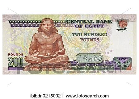 Stock Image - Egyptian two hundred pound banknote. Fotosearch
